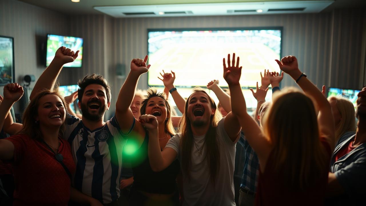 Sports fans cheering
